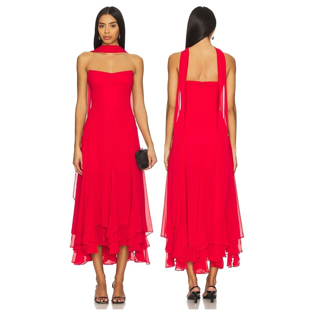 Amanda Uprichard Monterey Scarf Strapless Dress Party Cocktail Wedding Guest SM